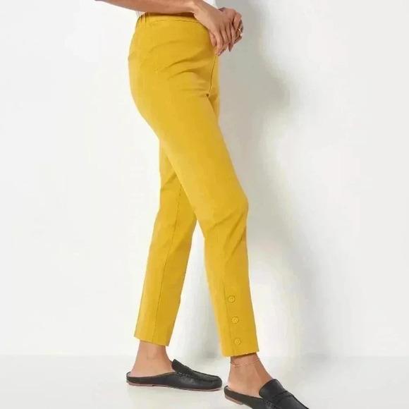 "As Is" Isaac Mizrahi Live! Reg24/7 Stretch Ankle Pants w/ Button Detail - Picture 1 of 7